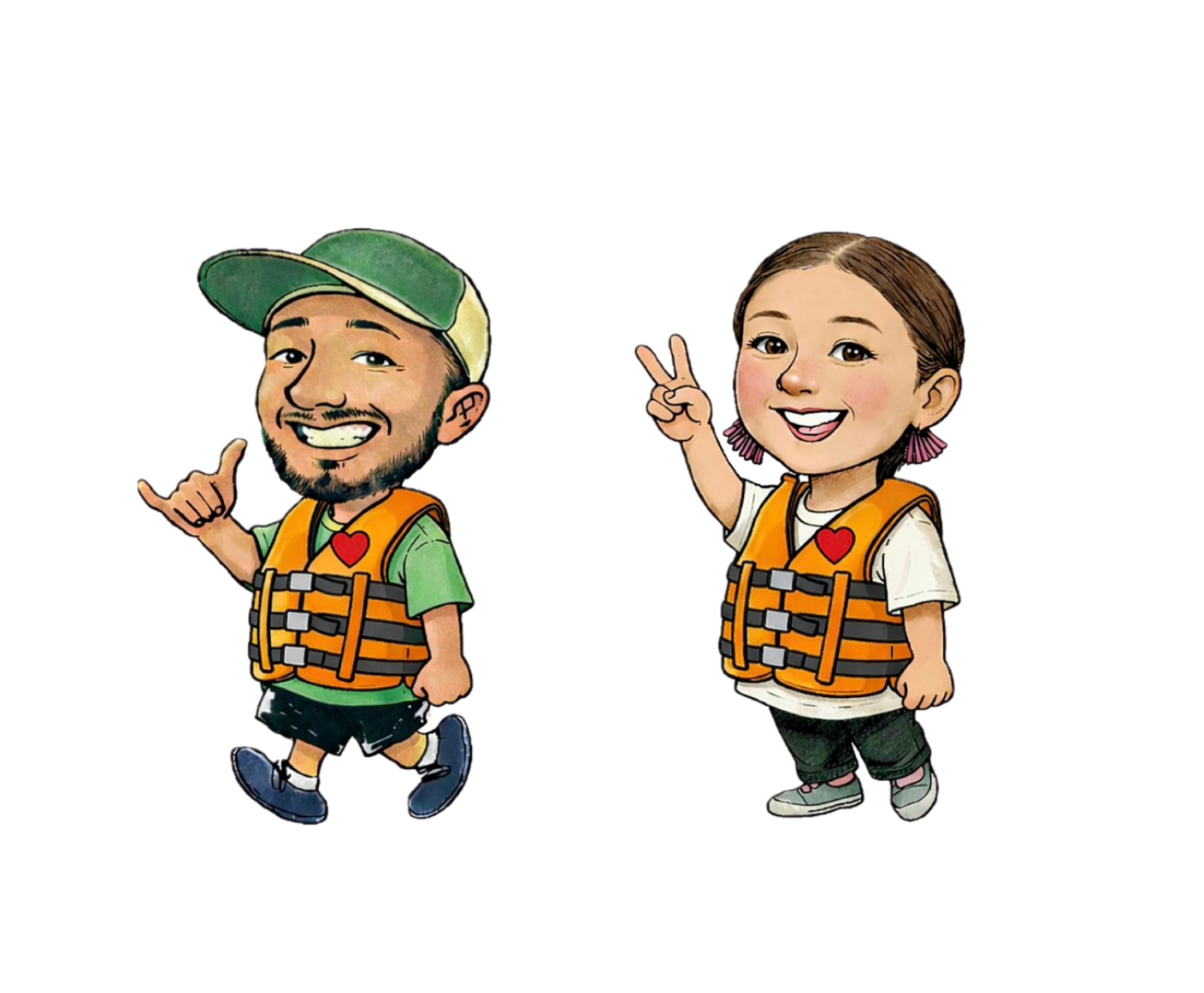 LifeVBest 代表夫婦（救命胴衣を着たキャラクター）